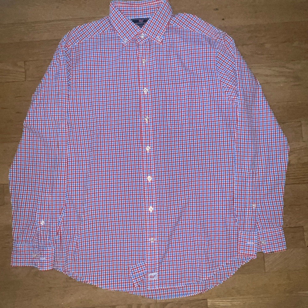 Vineyard Vines Red and Blue Casual Button Down Shirt